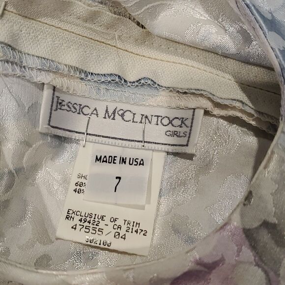 Jessica McClintock Girls 7 Floral Brocade Lace Bodice Dress - Picture 8 of 9